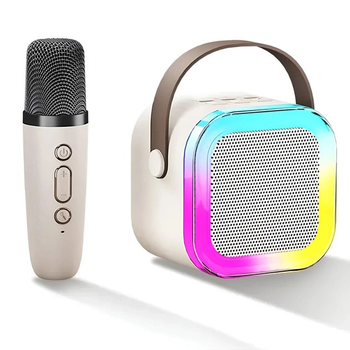 Портативна колонка з караоке мікрофоном та RGB підсвічуванням K12 10W Bluetooth. Колір: білий(ws85126-2)(WB)