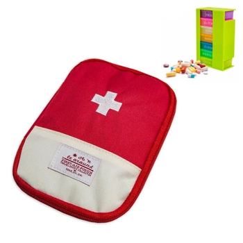 Комплект медична аптечка червона 13х18 см та контейнер для таблеток на 7 днів (21 осередок) 14х8х4см (VS7168TOP2)