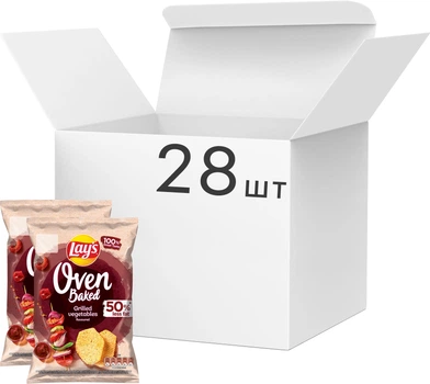 Упаковка чипсів картопляних Lay's запечені зі смаком овочів гриль Lay's Baked 110 г х 28 шт (3.08 кг) (5900259127679)