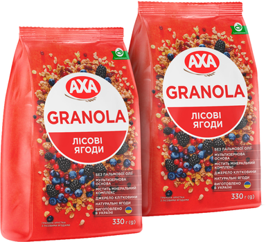 Упаковка гранолы АХА хрустящая с лесными ягодами 330 г х 2 шт (4820237692832)