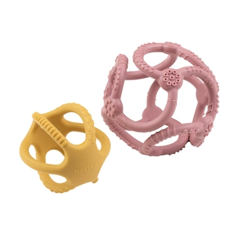 Прорізувач-брязкальце Nattou 2 кульки рожева та жовта (5414673876667)