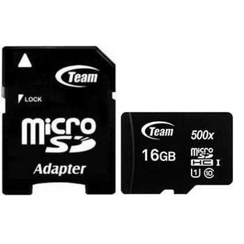 Карта памяти MicroSDHC 16GB UHS-I Class 10 Team Black + SD-adapter (TUSDH16GCL10U03)