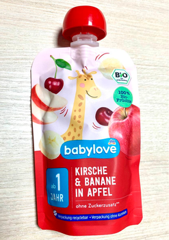 Пюре Babylove банан-яблуко-вишня для дітей від 1 року, 100 г