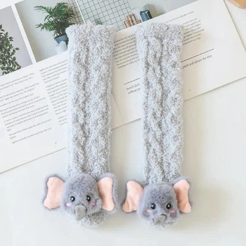 Теплі шкарпетки дитячі з м'якої махрової тканини сірі one size 0-4 роки