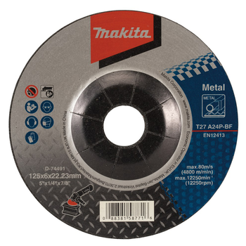 Диск шліфувальний по металу 125 х 6 мм T27 A24P-BF Makita D-74491