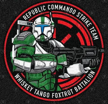 Шеврон патч " Star Wars Republic commando strike team біло-зелений " на липучці велкро