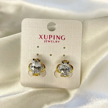 Сережки позолота Xuping Ювелірна біжутерія Класичні з камінням Золотистий 12 мм S15220