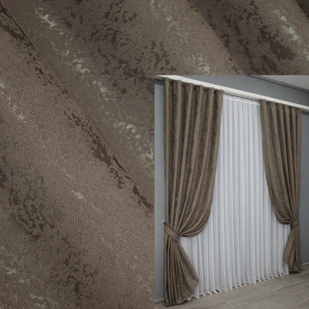 Комплект готовых штор VR-Textil Лен мрамор Pavliani № 1372ш Какао 100х270 см 2 шт (31-622 )