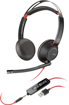 Навушники Poly BlackWire 5220 USB-A Black Red (207576-01)