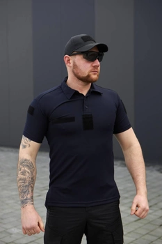Мужская футболка Поло для ДСНС темно-синяя ткань Cool-pass размер 60