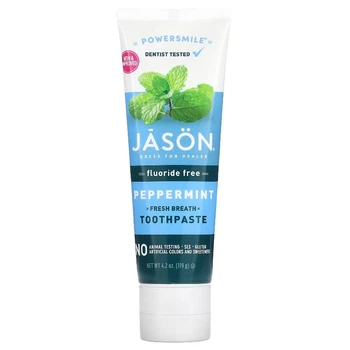 Зубная паста для свежего дыхания, без фтора, перечная мята, Jason Natural, Powersmile 119 г (JAS-04647)