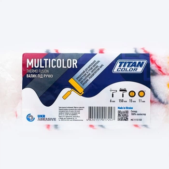 Валик меховой под ручку 6х15х150 мм, ворс 11 мм TITAN COLOR МULTICOLOR 3 шт