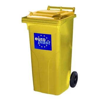 Мусорный бак Europlast пластиковый 120 л жёлтый