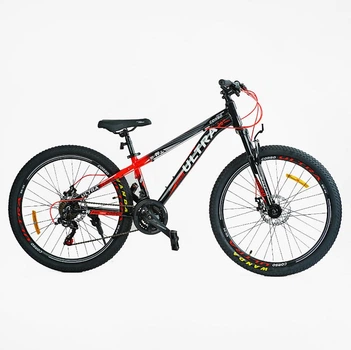 Спортивный алюминиевый велосипед 26 дюймов Shimano 21 скорость, черно-красный, Corso «ULTRA» UL-26326