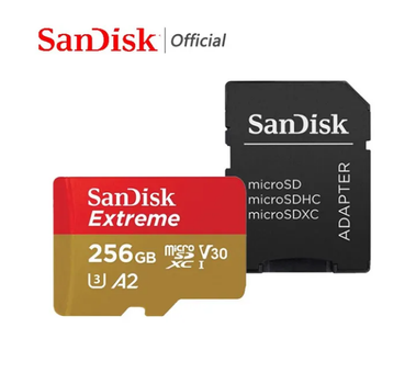 Карта пам’яті SanDisk Extreme Micro SDXC 256GB флеш-карта SD U3 4K V30 Microsd з SD-адаптером class 10 UHS-I U3 V30