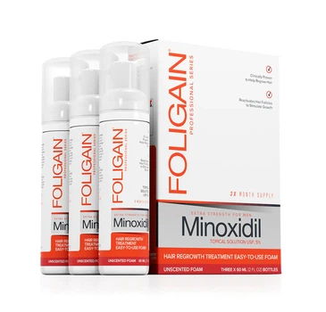 Піна Foligain Minoxidil (міноксидил) від випадіння та для росту волосся з 5% міноксидилом для чоловіків на 3 місяці застосування (3фл. по 60мл.)