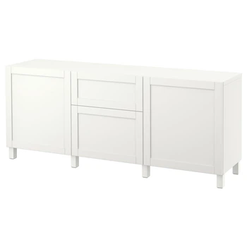 Модуль для зберігання із шухлядами IKEA BESTÅ БЕСТО, білий, HANVIKEN ХАНВІКЕН, жертва біла, 180x42x74 см,