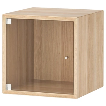 Настенный шкаф IKEA ЭКЕТ, застеклить дверь, под беленый дуб, 35x35x35 см, 193.363.71