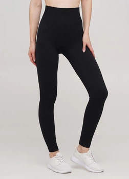 Легінси в рубчик з моделюючим швом ззаду Giulia LEGGINGS RIB L-XL колір чорний