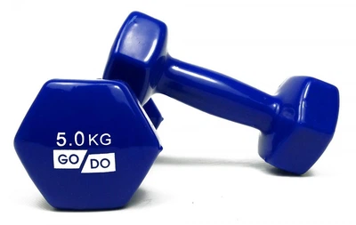 Гантель для фітнесу з вініловим покриттям 2шт по 5кг GoDo GD5.0BL