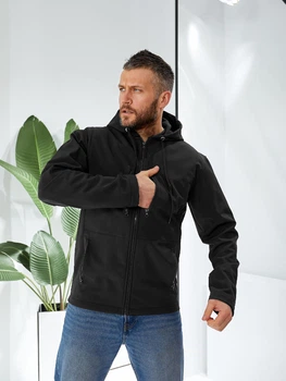 Куртка мужская утеплённая на флисе демисезонная soft shell р 56 чёрная (5271 чорна)