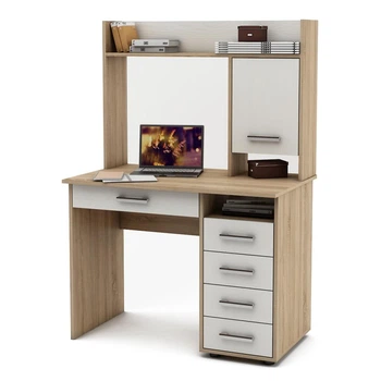 Компьютерный стол с надстройкой Kidsbunkbed 100 х 60 х 145 см дуб сонома белый