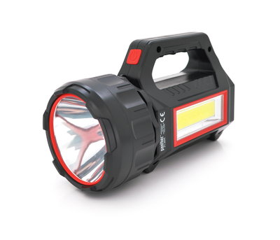 Ліхтар пошуковий Pahther PT-8895, 1LED+COB T6, 10W, 3+2+2 режими, 3600mah, Black, IP40, USB кабель+Solar, 200х95х130мм, BOX