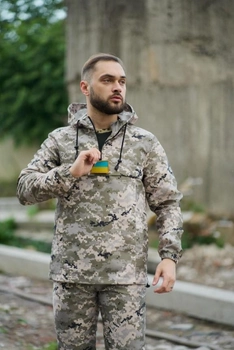 Мужская куртка анорак демисезонная с шевроном флаг Украины Terra Intruder 0164 M Пиксель (IN - 0164/02 B )