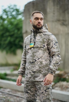 Чоловіча куртка анорак демісезонна з шевроном прапор України Terra Intruder 0164 3XL Піксель (IN - 0164/02 F )