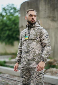 Чоловіча куртка анорак демісезонна з шевроном прапор України Terra Intruder 0164 S Піксель (IN - 0164/02 A )