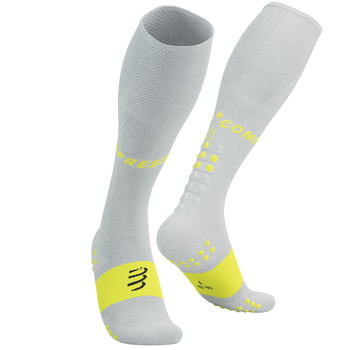 Гольфи компресійні для бігу Compressport Full Socks Oxygen, White/Safe Yellow, T2 (39-41)