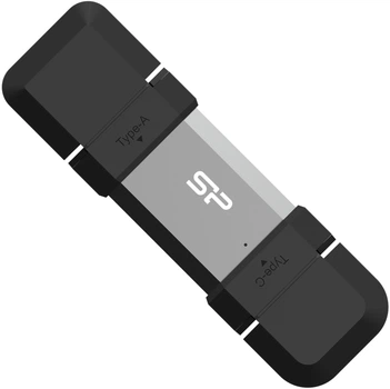 Флеш пам'ять USB Silicon Power Mobile C51 256GB USB 3.2 + Type-C Black/Silver (SP256GBUC3C51V1S)
