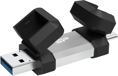 Флеш память USB Silicon Power Mobile C51 128GB USB 3.2 + Type-C Black/Silver (SP128GBUC3C51V1S)