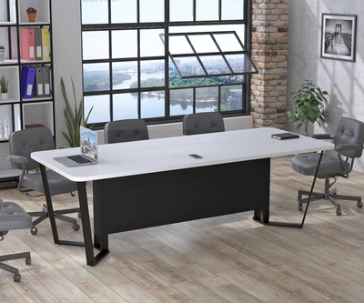 Стол для переговоров V-240 Loft Design Белый Без розеток