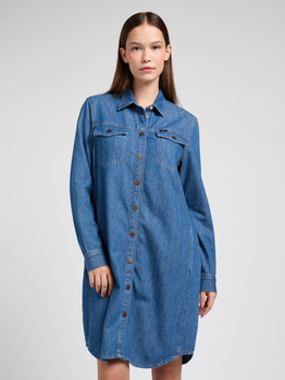 Sukienka koszulowa damska jeansowa Lee 112351139 XS Niebieska (5401019927558)