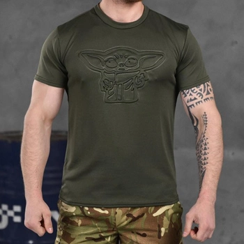 Потоотводящая мужская футболка Punishment с принтом "Йода" олива размер 3XL