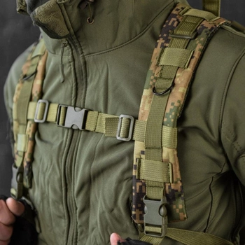 Рюкзак 25 л "Military" з регульованими плечовими ременями та кріпленням Molle зелений піксель розмір 25х15х42 см