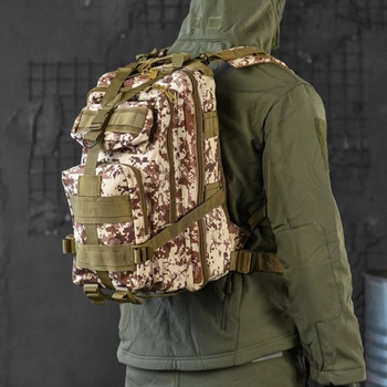 Рюкзак 25 л "Military" з регульованими плечовими ременями та кріпленням Molle світлий піксель розмір 25х15х42 см