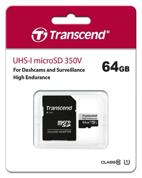 Transcend Карта пам'яті microSD 64GB C10 UHS-I U1 High Endurance (85TB)