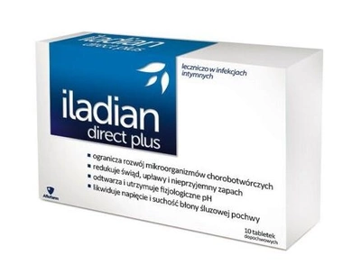Вагінальні таблетки Iladian Direct Plus для полегшення симптомів інтимних інфекцій 10 таблеток (5902020845300)
