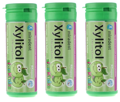 Жевательная резинка с ксилитом Miradent Xylitol (яблоко), 30 шт.
