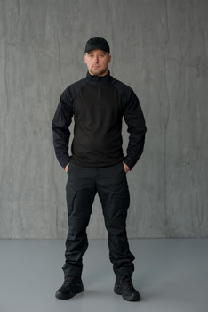 Чоловічий Костюм Убакс з липучками для шевронів + Штани з посиленими колінами чорний колір розмір 46