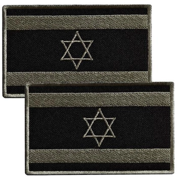 Набор шевронов 2 шт с липучкой Флаг Израиля черный 5х8 см, вышитый патч, патч с вышивкой