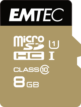 Карта пам'яті Emtec microSD UHS-I U1 Elite Gold 8GB + SD адаптер (ECMSDM8GHC10GP)