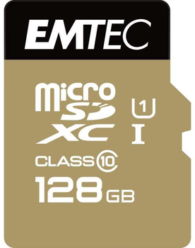 Karta pamięci Emtec microSD UHS-I U1 Elite Gold 128GB + adapter SD (ECMSDM128GXC10GP)