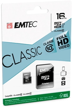 Карта пам'яті Emtec microSD Class10 Classic 16GB + SD адаптер (ECMSDM16GHC10CG)
