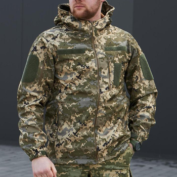 Щільна чоловіча Куртка з капюшоном Combat SoftShell на флісі піксель розмір 50