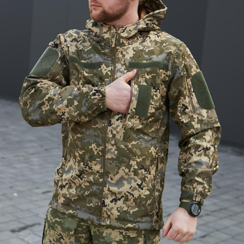 Плотная мужская Куртка с капюшоном Combat SoftShell на флисе пиксель размер 54
