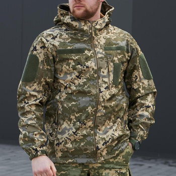 Щільна чоловіча Куртка з капюшоном Combat SoftShell на флісі піксель розмір 56