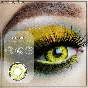 Цветные контактные линзы желтые с черным ободком Amara Ayy yellow